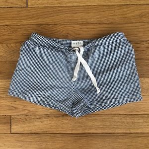 Mabo Navy Gingham Cotton Shorts Drawstring